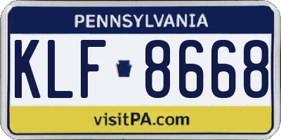 PA license plate KLF8668