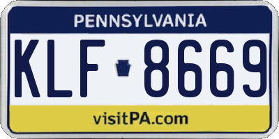 PA license plate KLF8669