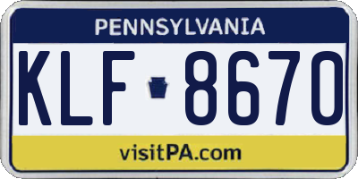 PA license plate KLF8670