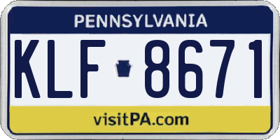 PA license plate KLF8671