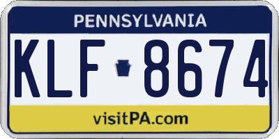 PA license plate KLF8674