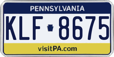 PA license plate KLF8675