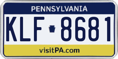 PA license plate KLF8681