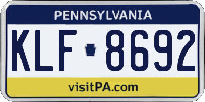 PA license plate KLF8692