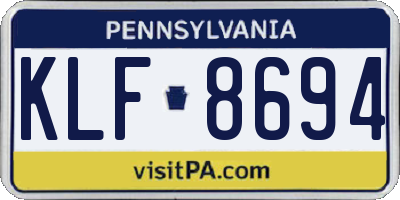 PA license plate KLF8694