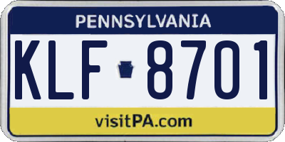 PA license plate KLF8701