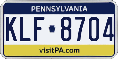 PA license plate KLF8704