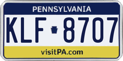 PA license plate KLF8707