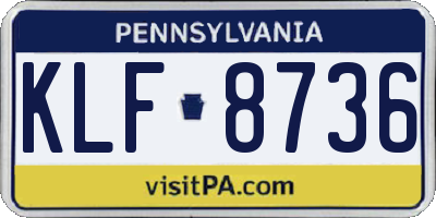 PA license plate KLF8736