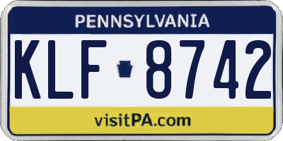 PA license plate KLF8742