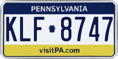 PA license plate KLF8747
