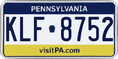 PA license plate KLF8752