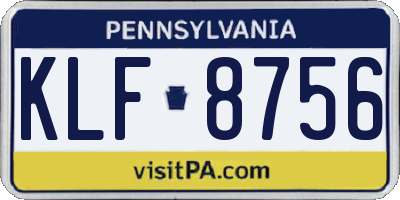 PA license plate KLF8756