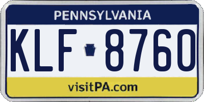 PA license plate KLF8760