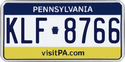 PA license plate KLF8766