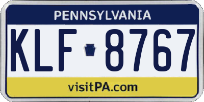 PA license plate KLF8767