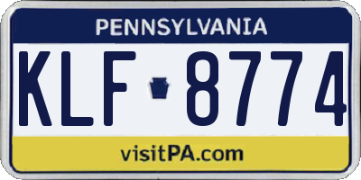 PA license plate KLF8774