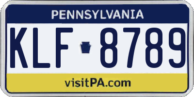 PA license plate KLF8789