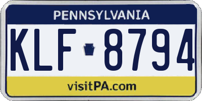 PA license plate KLF8794