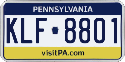PA license plate KLF8801