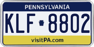 PA license plate KLF8802