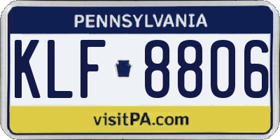 PA license plate KLF8806