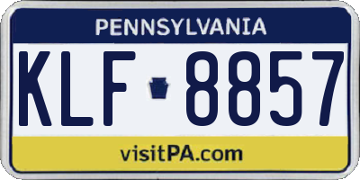 PA license plate KLF8857