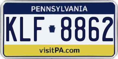 PA license plate KLF8862