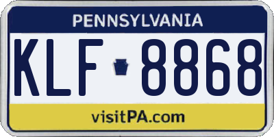PA license plate KLF8868