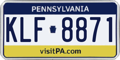PA license plate KLF8871