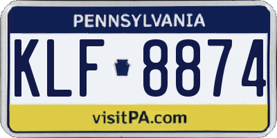 PA license plate KLF8874