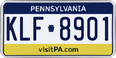 PA license plate KLF8901