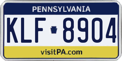 PA license plate KLF8904