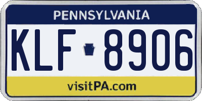PA license plate KLF8906