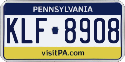 PA license plate KLF8908