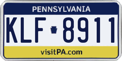 PA license plate KLF8911