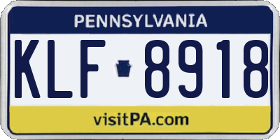 PA license plate KLF8918