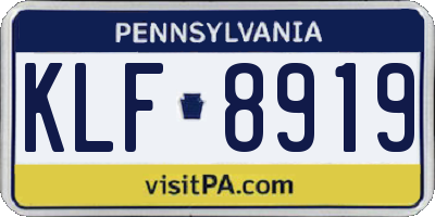 PA license plate KLF8919