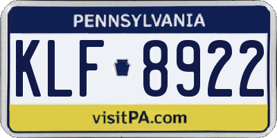 PA license plate KLF8922