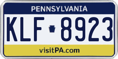PA license plate KLF8923