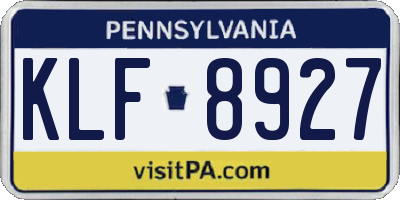 PA license plate KLF8927