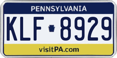 PA license plate KLF8929