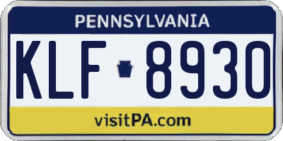 PA license plate KLF8930