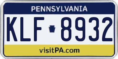 PA license plate KLF8932