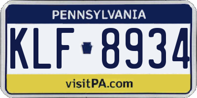 PA license plate KLF8934