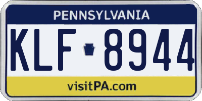 PA license plate KLF8944