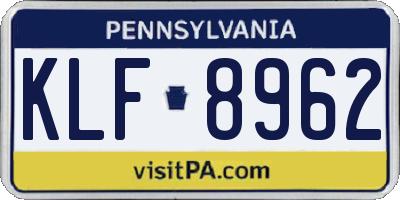 PA license plate KLF8962