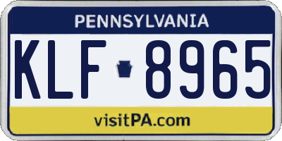 PA license plate KLF8965