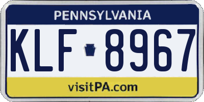 PA license plate KLF8967