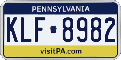 PA license plate KLF8982